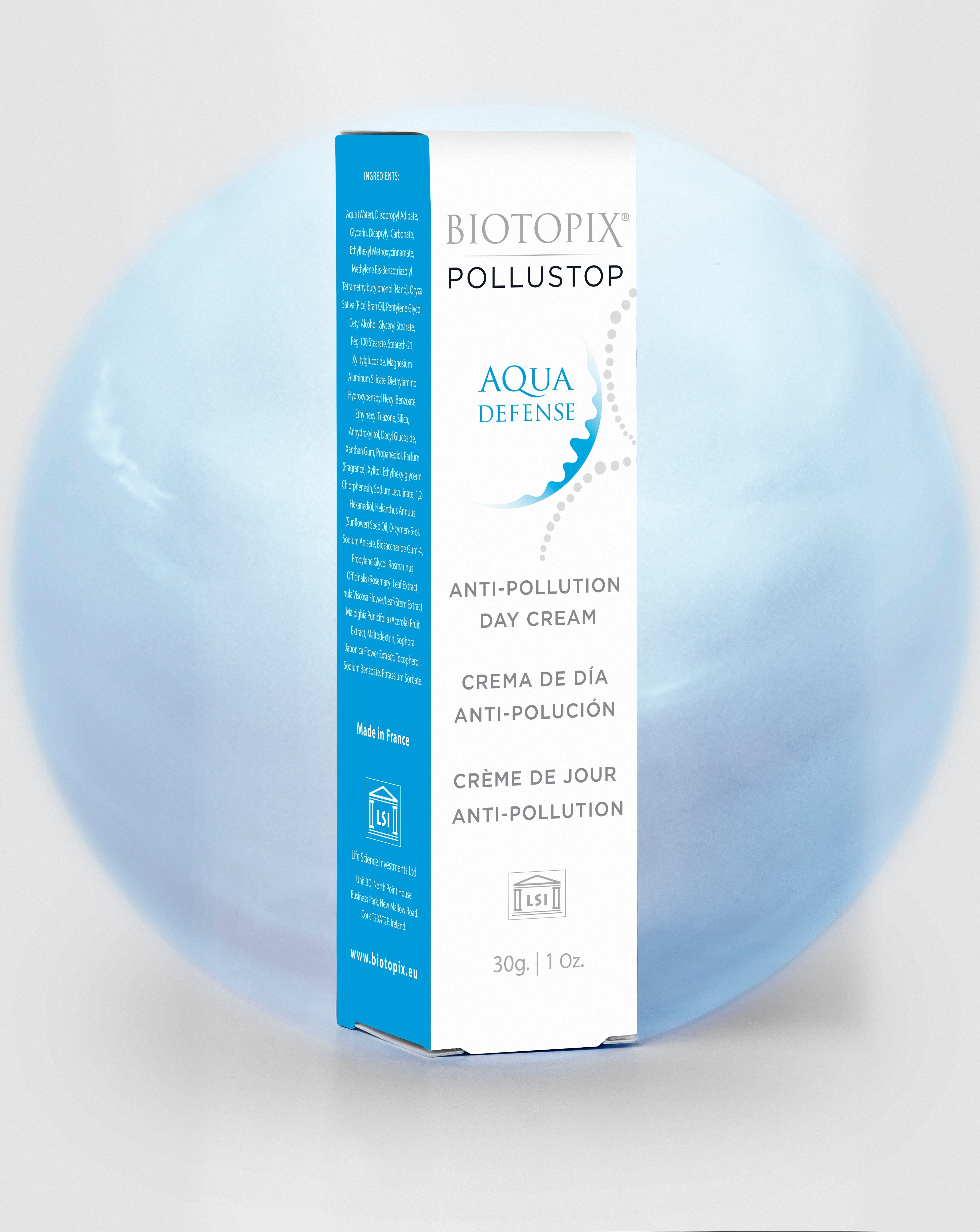 POLLUSTOP Aqua Defense - Crème de jour anti pollution soin protecteur BIOTOPIX 