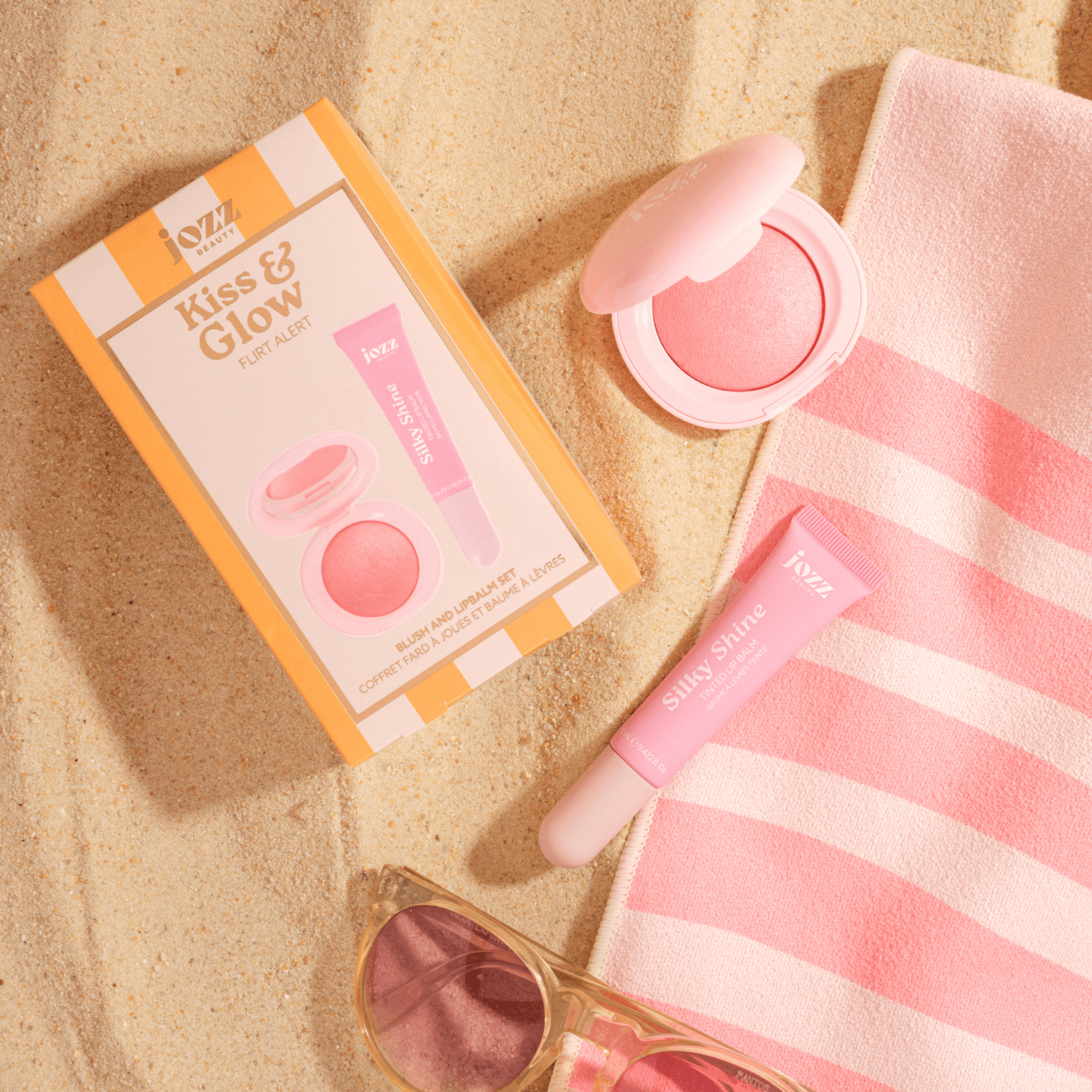 KISS&GLOW SET N°2 FLIRT ALERT Maquillage Jozz Beauty Coffret Blush + Baume Lèvres 