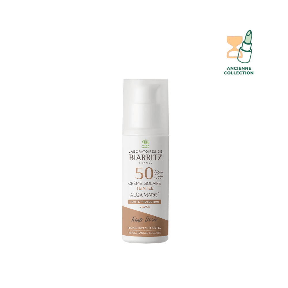 Crème solaire teintée SPF30 - Doré Soin solaire Laboratoires de Biarritz Version étrangère : étiquette export (FIN/EN/SWE/DK/NO) 50 ml 