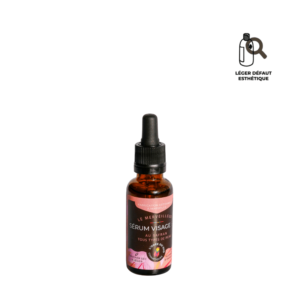Sérum visage BIO au safran Le merveilleux - Hydratant, Lissant & Anti-âge Serum L'orée du sud 1 x 30 ml - Étiquette légèrement abimé 