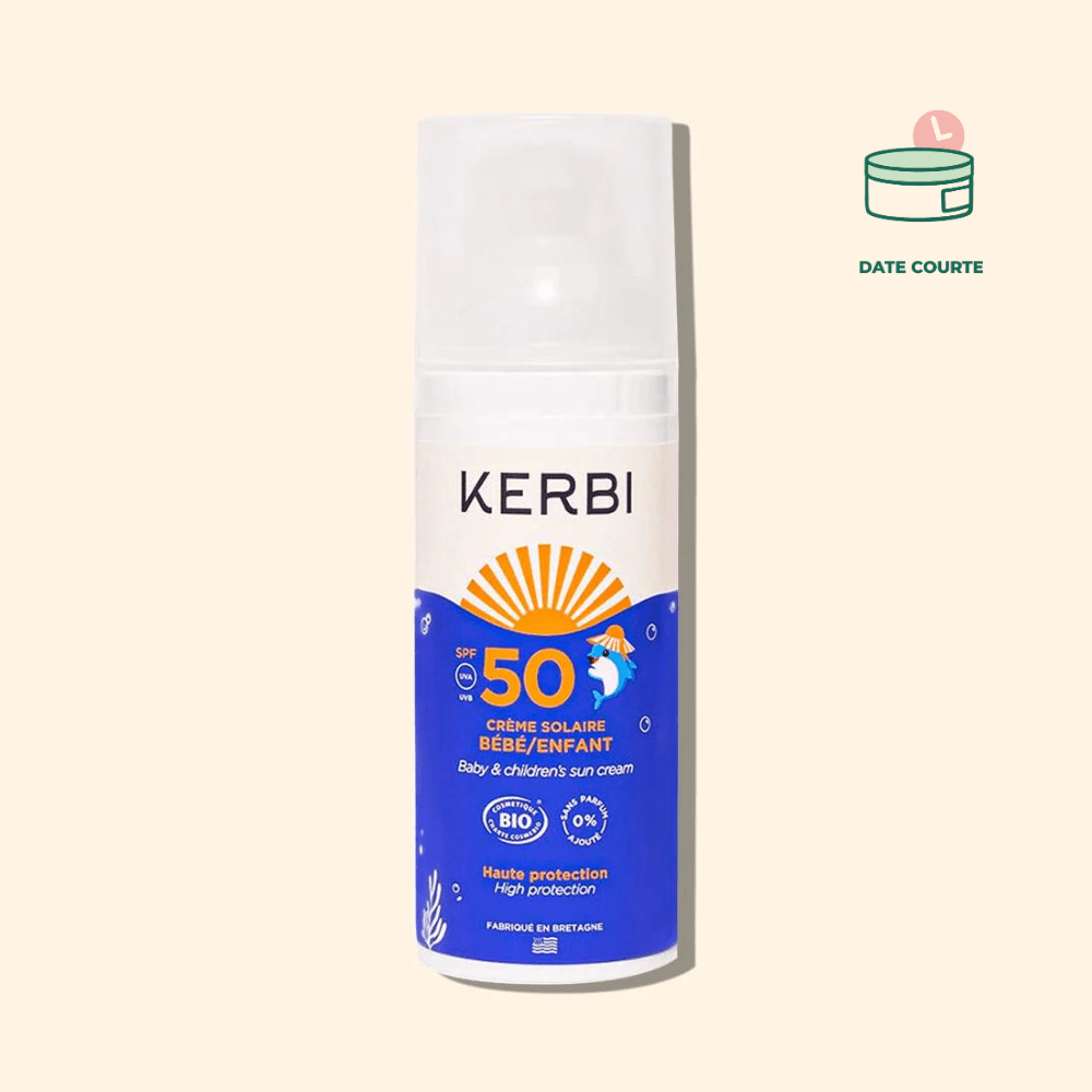 Crème Solaire Bio SPF 50 pour Enfant soin solair KERBI À utiliser de préférence avant Août 2025 50 g 
