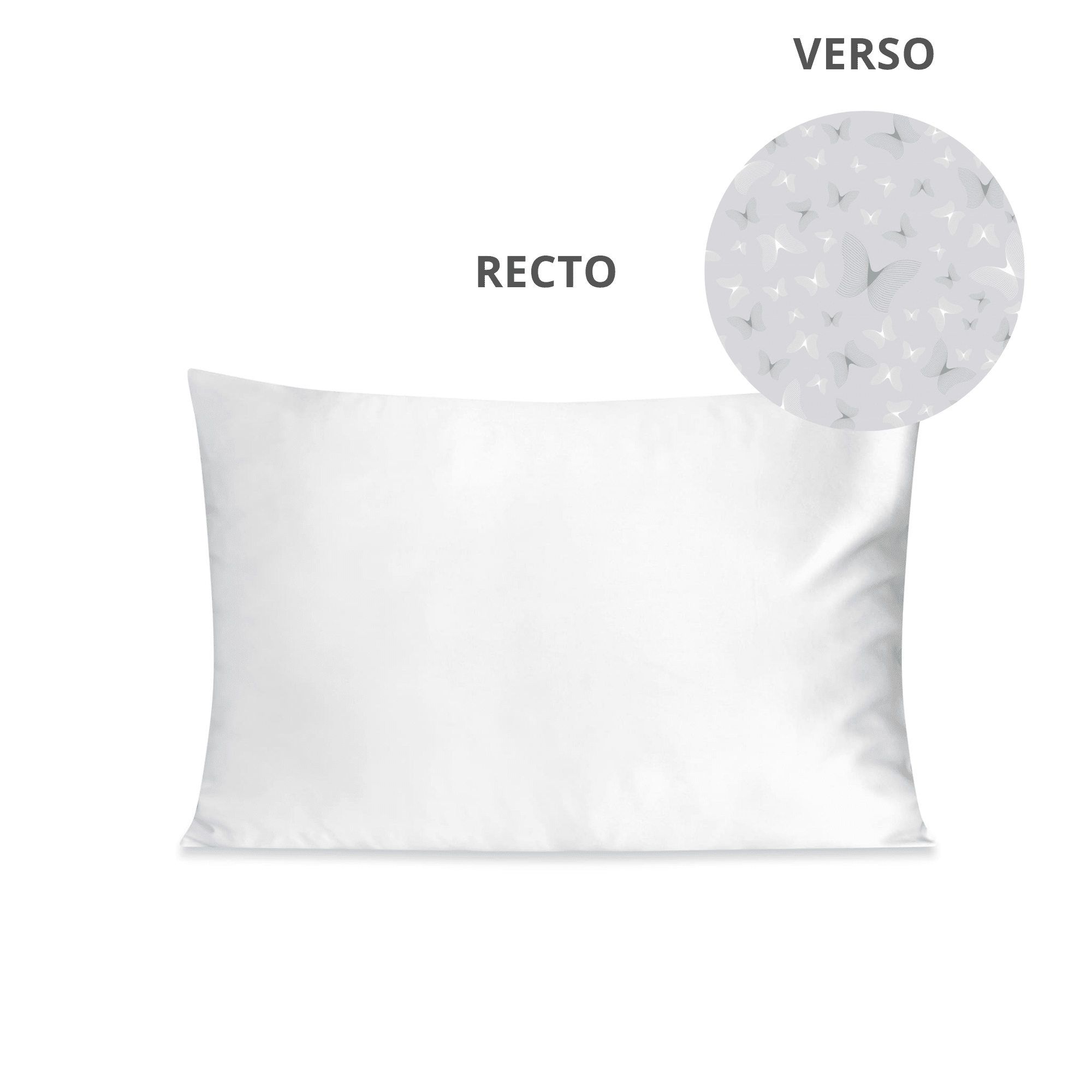 Taie d'oreiller en soie - Made in France – [Soie bio grade 6A] taie pour oreiller SILKBIOTIC Dimensions : 50x70cm Papillons gris 