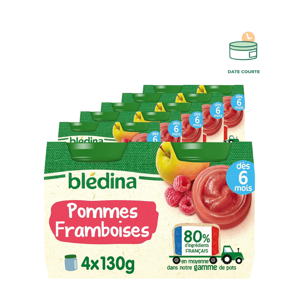 Petits Pots pour bébé, Dès 6 Mois, Pommes Framboises produit enfant Blédina Lot de 6 packs (24x130g) À consommer avant le 12 novembre 2025 