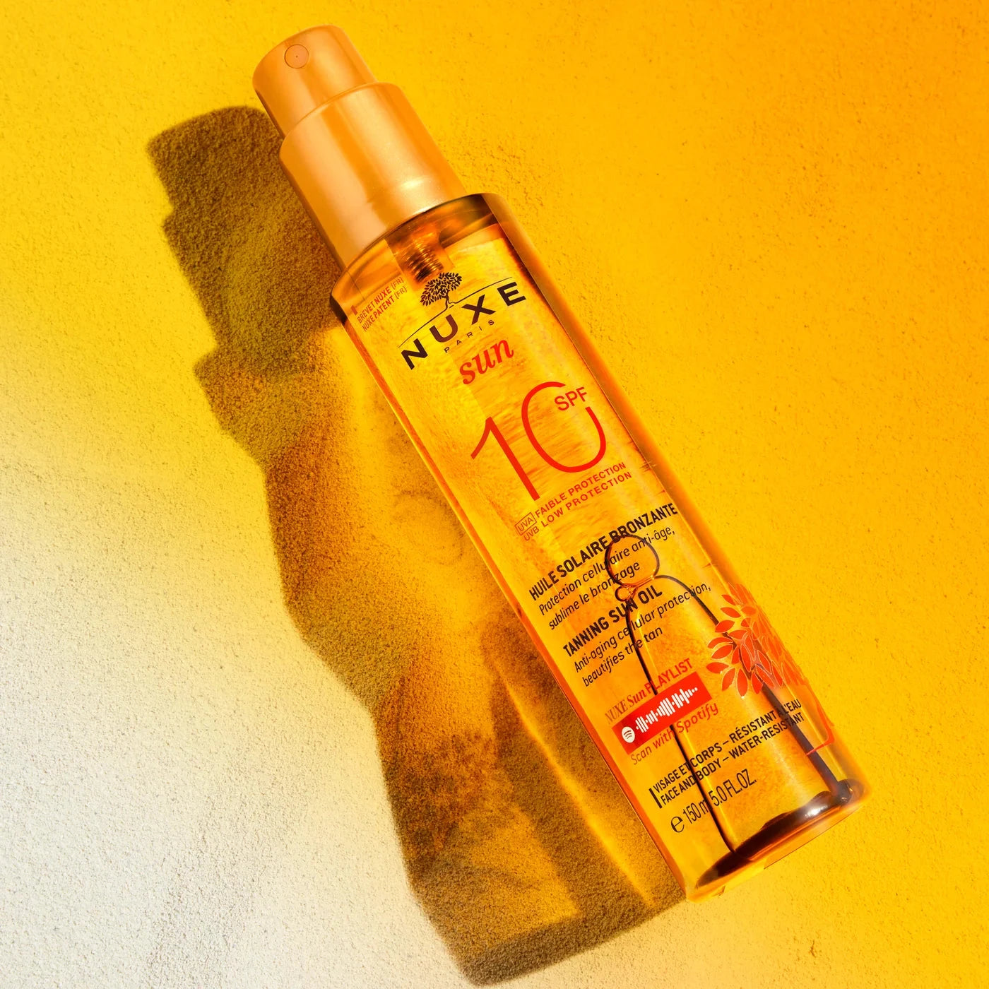 Huile Solaire Bronzante Faible Protection SPF10 visage et corps Huile Solaire NUXE 