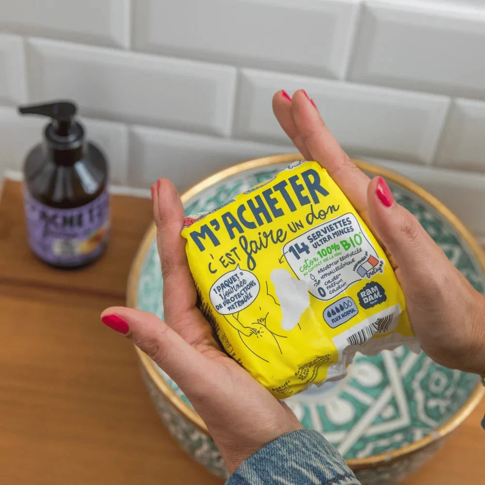 Serviettes jour ultra minces avec ailettes x14 Soin Nettoyant RAMDAM SOCIAL 