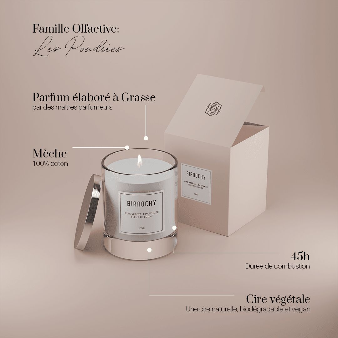 Bougie parfumée - Fleur de Coton Bougie Parfumée BIANOCHY 