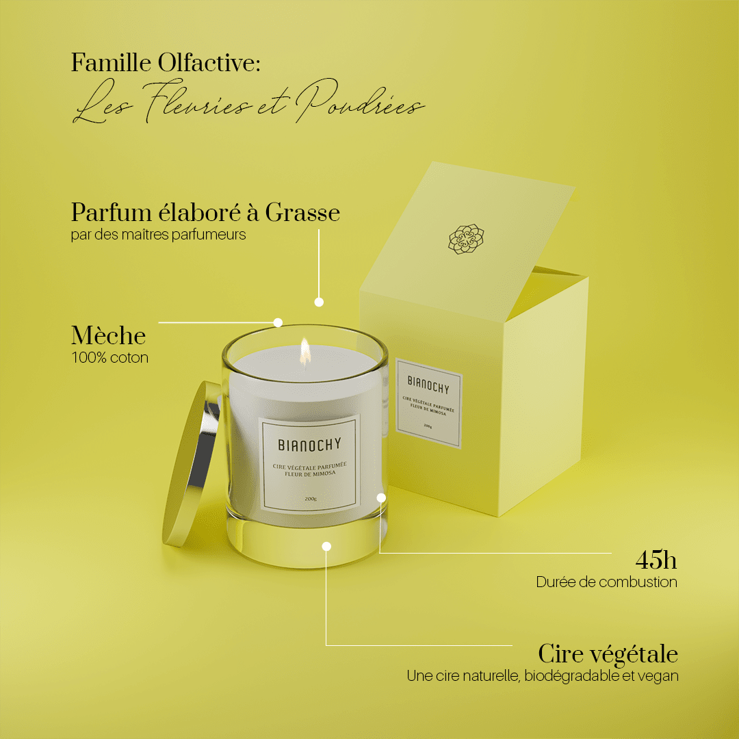 Bougie parfumée - Fleur de Mimosa Bougie Parfumée BIANOCHY 