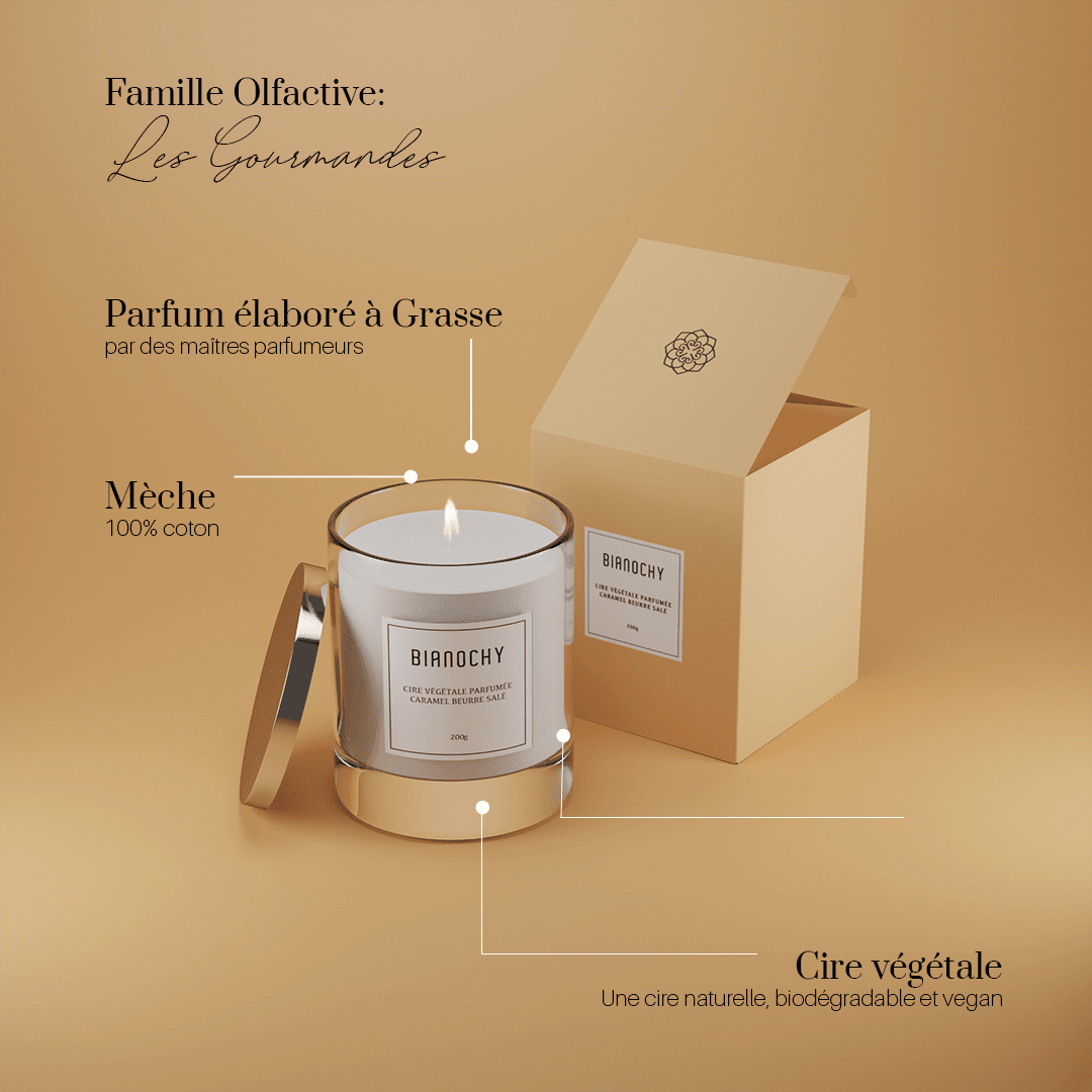 Bougie parfumée - Caramel Beurre Salé Bougie Parfumée BIANOCHY 