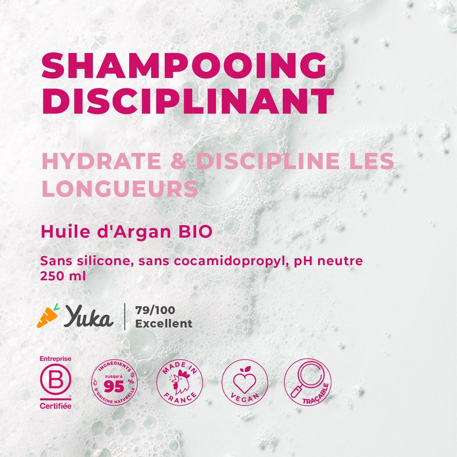 Shampooing Soin Lissant 0% Sulfates Monoï, Rose & Huile d'Argan bio shampoing ENERGIE FRUIT 