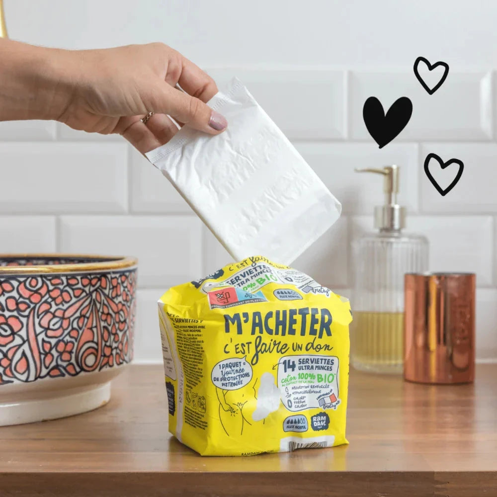 Serviettes jour ultra minces avec ailettes x14 Soin Nettoyant RAMDAM SOCIAL 