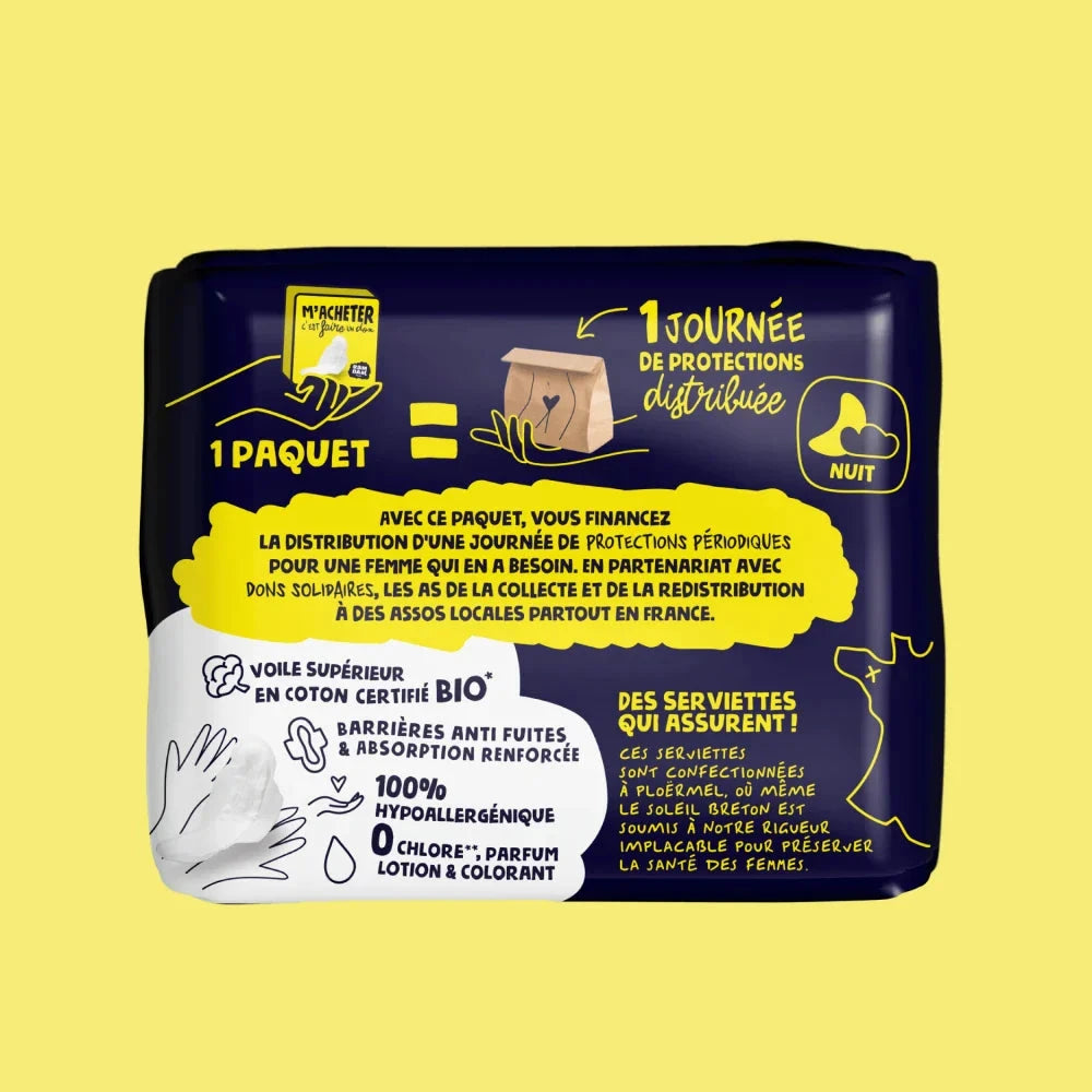 Serviettes Nuit ultra minces avec ailettes x10 Soin Nettoyant RAMDAM SOCIAL 