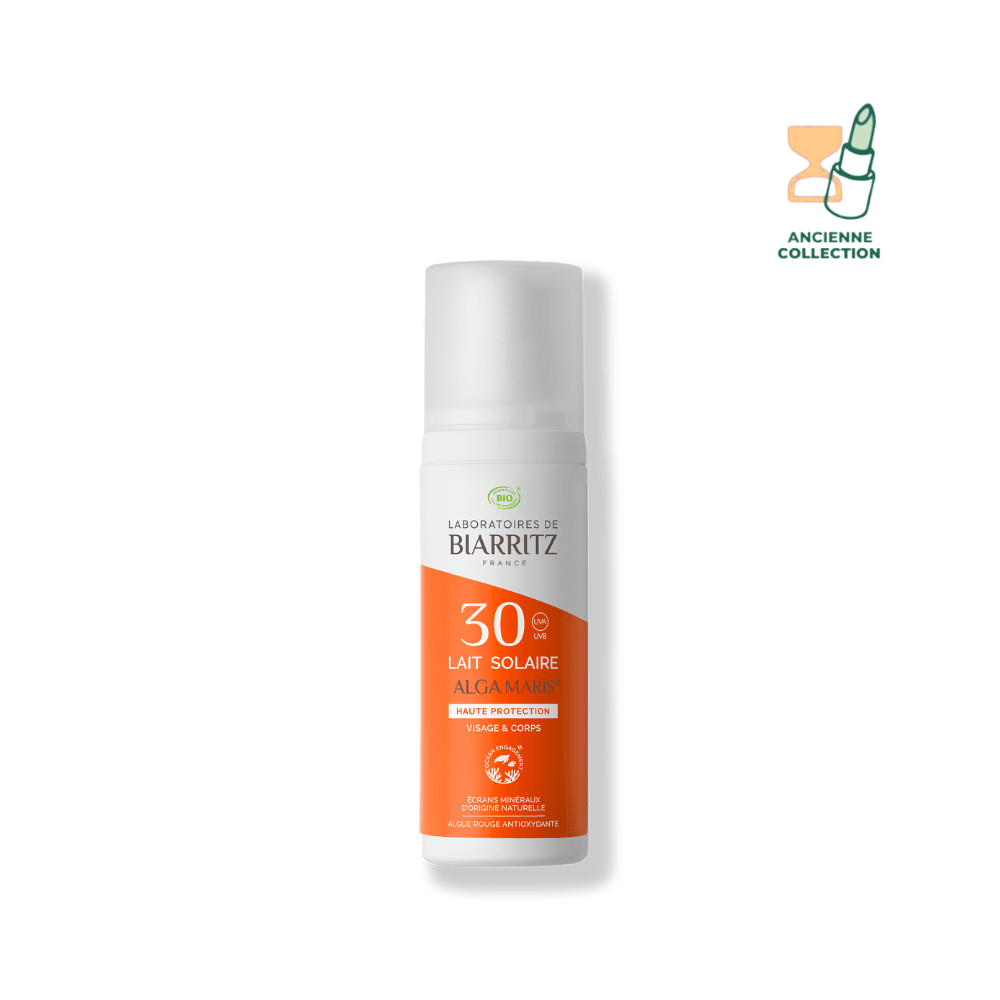 Lait solaire SPF30 visage & corps Soin solaire Laboratoires de Biarritz Version étrangère : étiquette export (DE/ES) 50 ml 