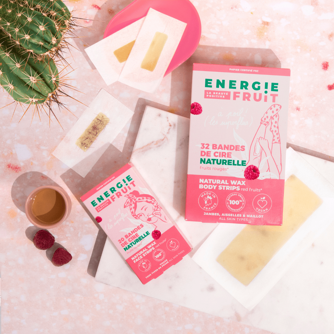 20 Bandes de Cire Froide Végan Corps - Fruits Rouge épilation ENERGIE FRUIT 