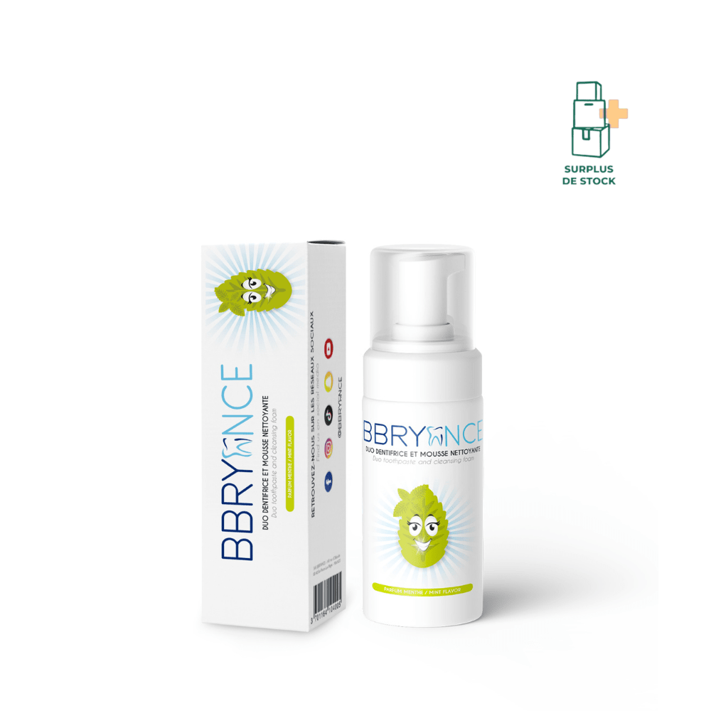 MOUSSE DENTIFRICE BLANCHEUR - Parfum au choix Soin dentaire Bbryance MENTHE 60 utilisations (1 mois) 
