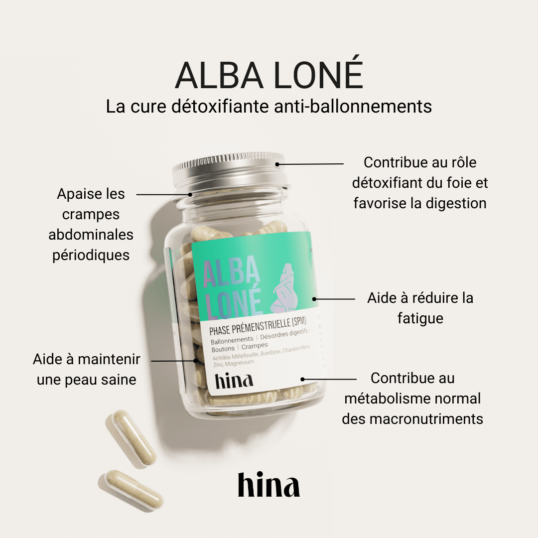 Alba Loné - Complément anti ballonnement et acné hormonale Complément Alimentaire HINA 