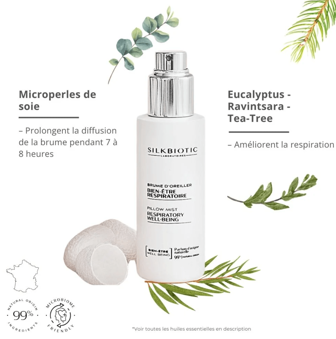 Brume d'oreiller à la soie - Bien-être respiratoire Soin Visage SILKBIOTIC 