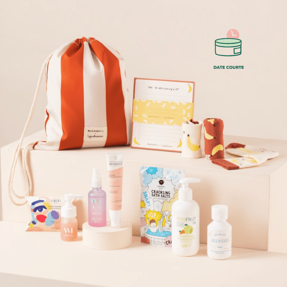 Box enfant (3-8 ans) - 3 Accesoires et 6 produits pour la famille Kit de cosmétiques My Little Box Gel Lavant MINOIS à utiliser de préférence avant septembre 2024 & shampoing pomme amande retiré de la Box 3 Accesoires et 6 produits 