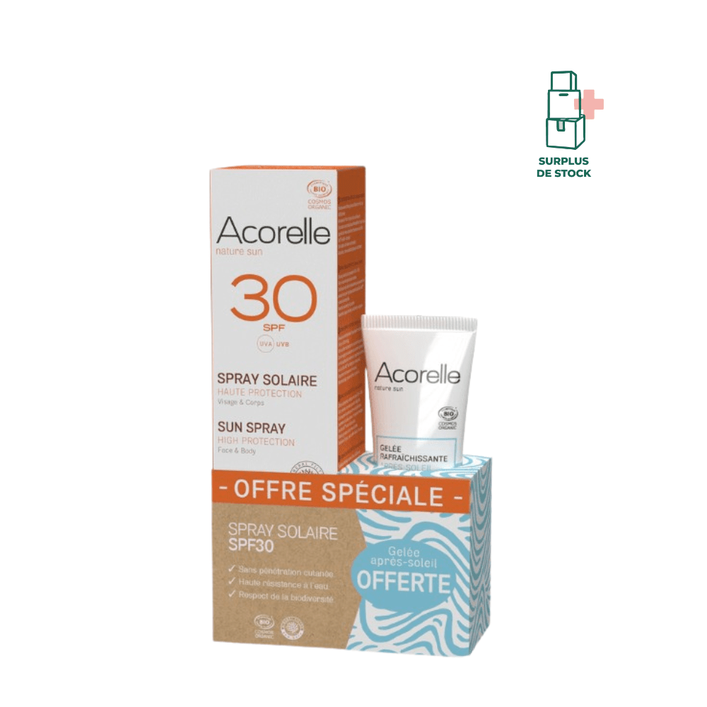 Routine Solaire Protection et Hydratation protection solaire Acorelle 1 Spray Solaire SPF30 & 1 Mini Gelée Rafraichissante 