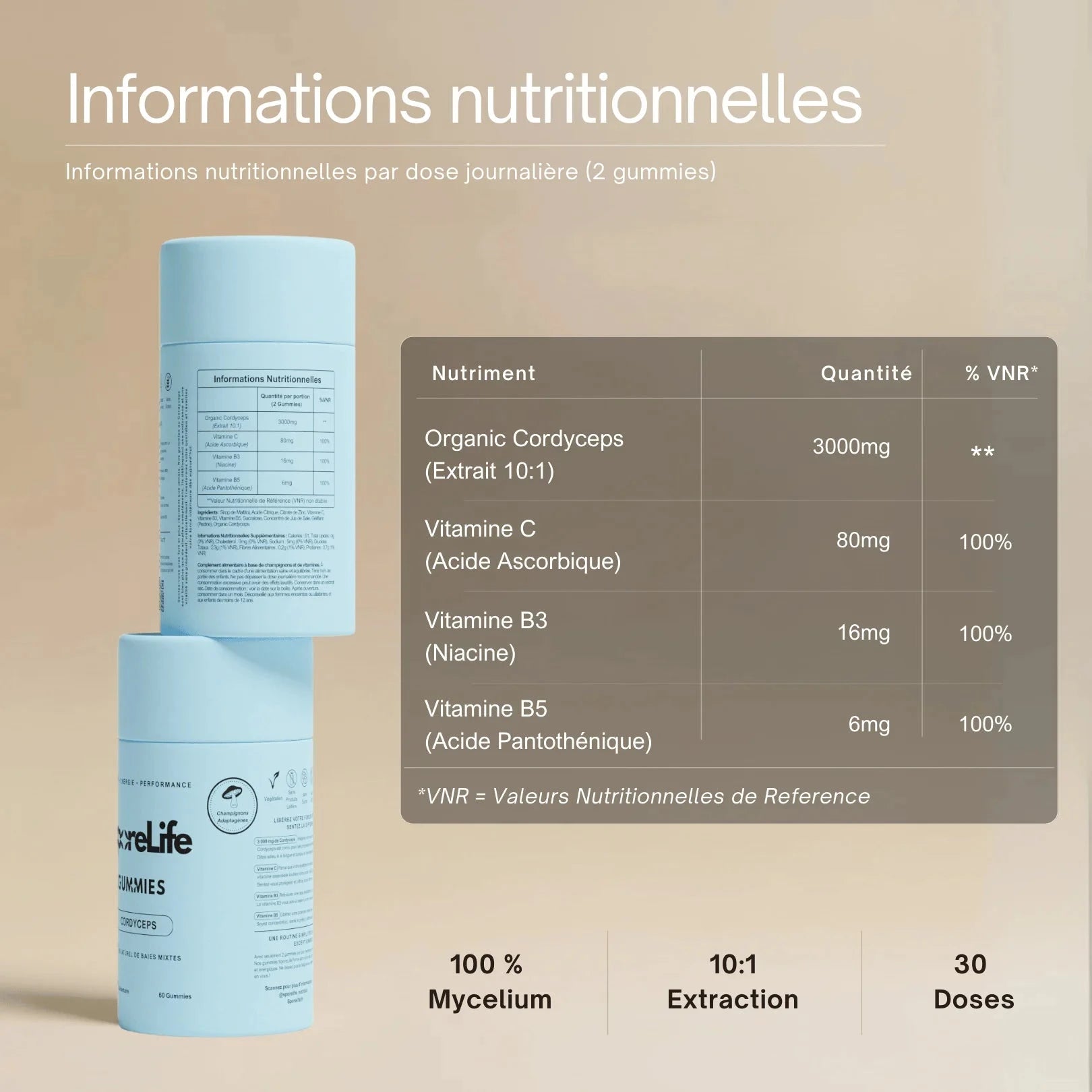 Gummies au Cordyceps - Énergie, force, endurance Complément Alimentaire Sporelife 