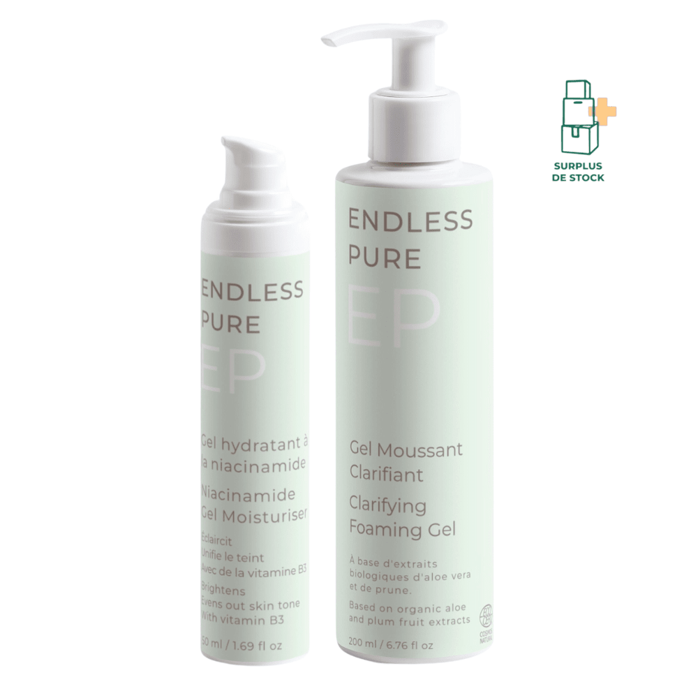 Kit Gel Moussant Clarifiant + Gel hydratant à niacinamide Soin Anti-age ENDLESS PURE 200 ml + 50 ml 