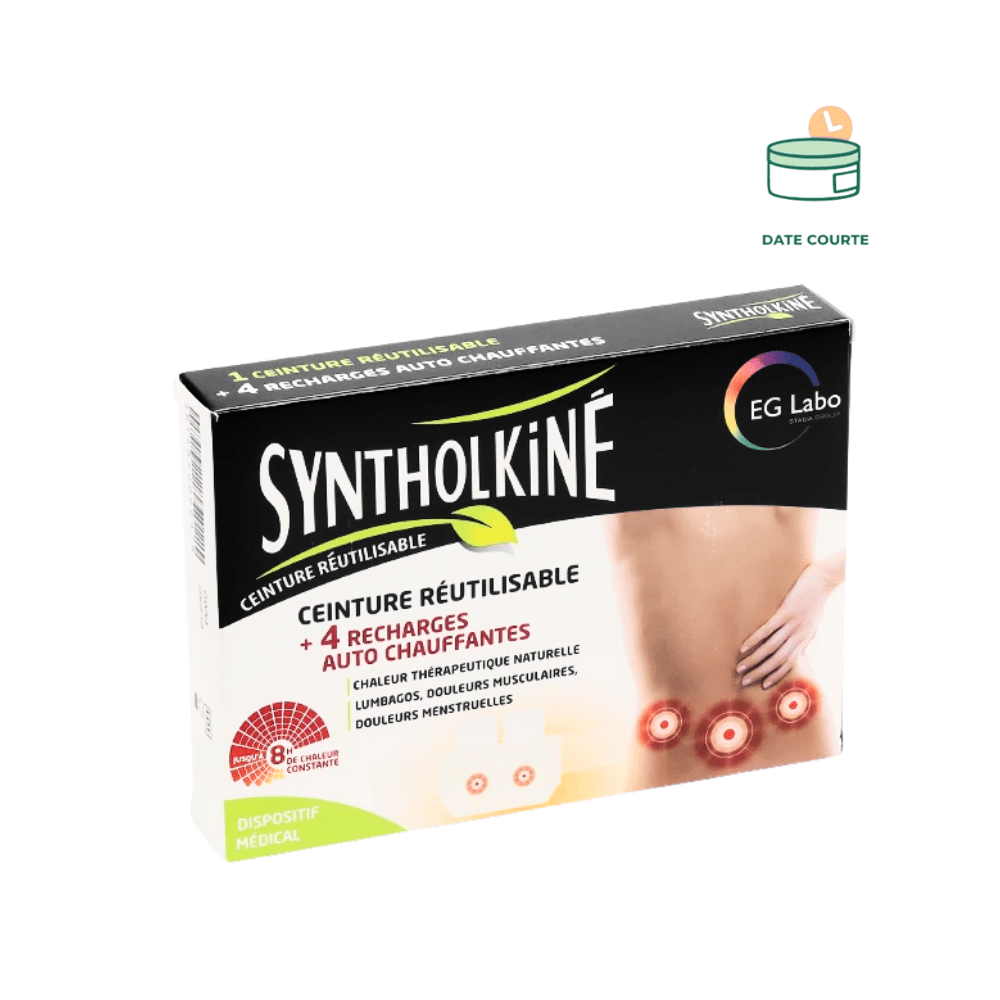 Syntholkiné ceinture réutilisable + 4 recharges Soin Corps SyntholKiné Ceinture + 4 recharges À utiliser de préférence avant le 31 octobre 2025 