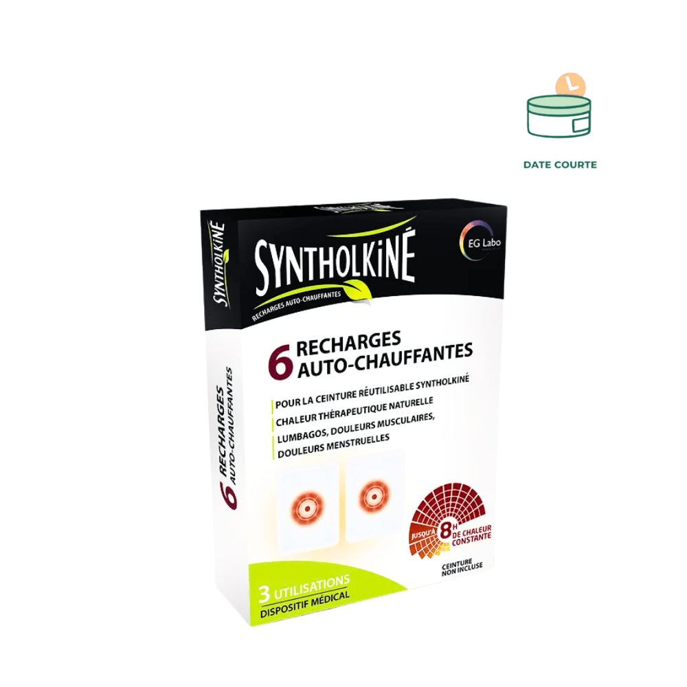 Syntholkiné 6 recharges auto-chauffantes Soin Corps SyntholKiné 6 recharges À utiliser de préférence avant le 31 octobre 2025 