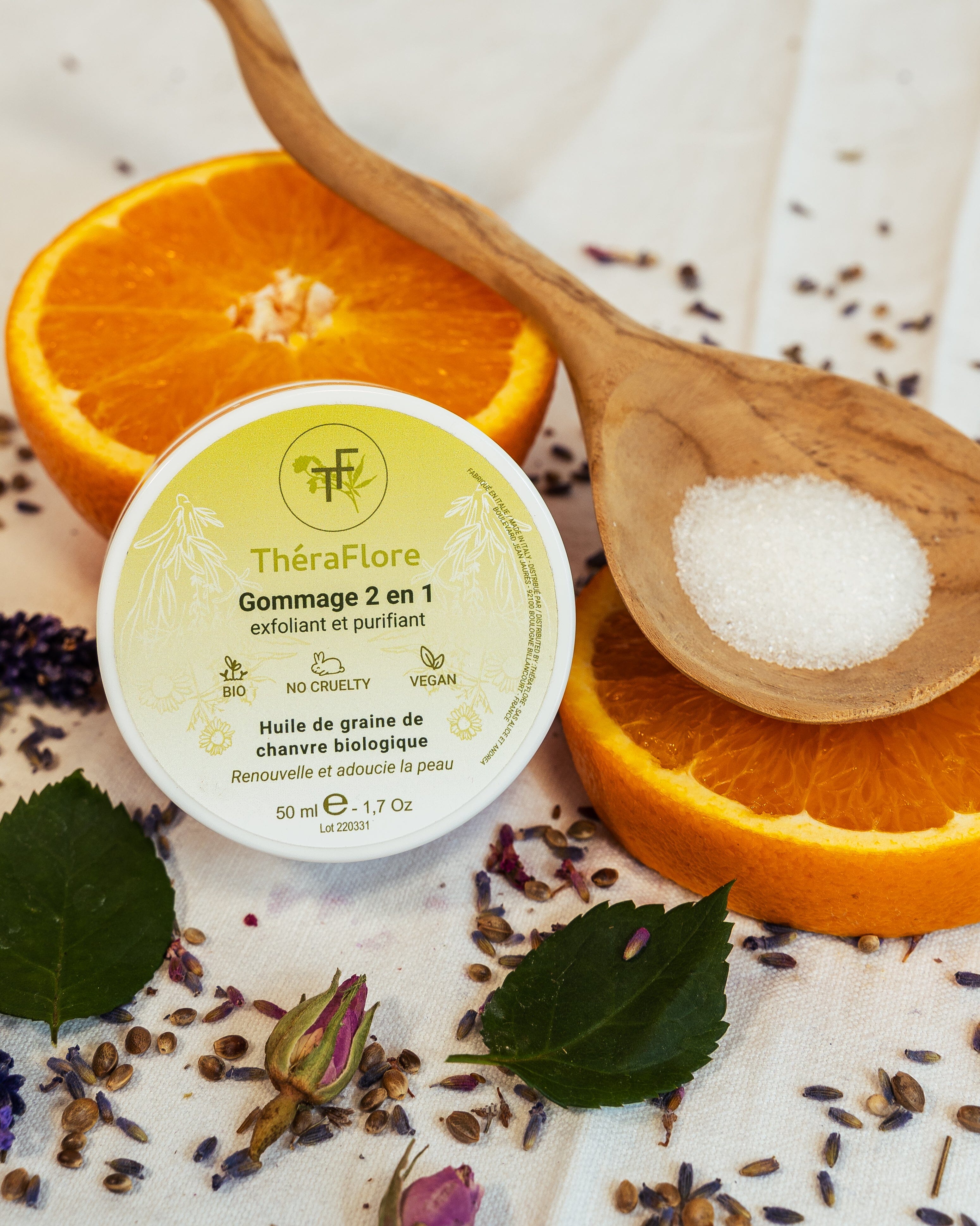 Gommage 2 en 1 Exfoliant et Purifiant soin hydratant TheraFlore 