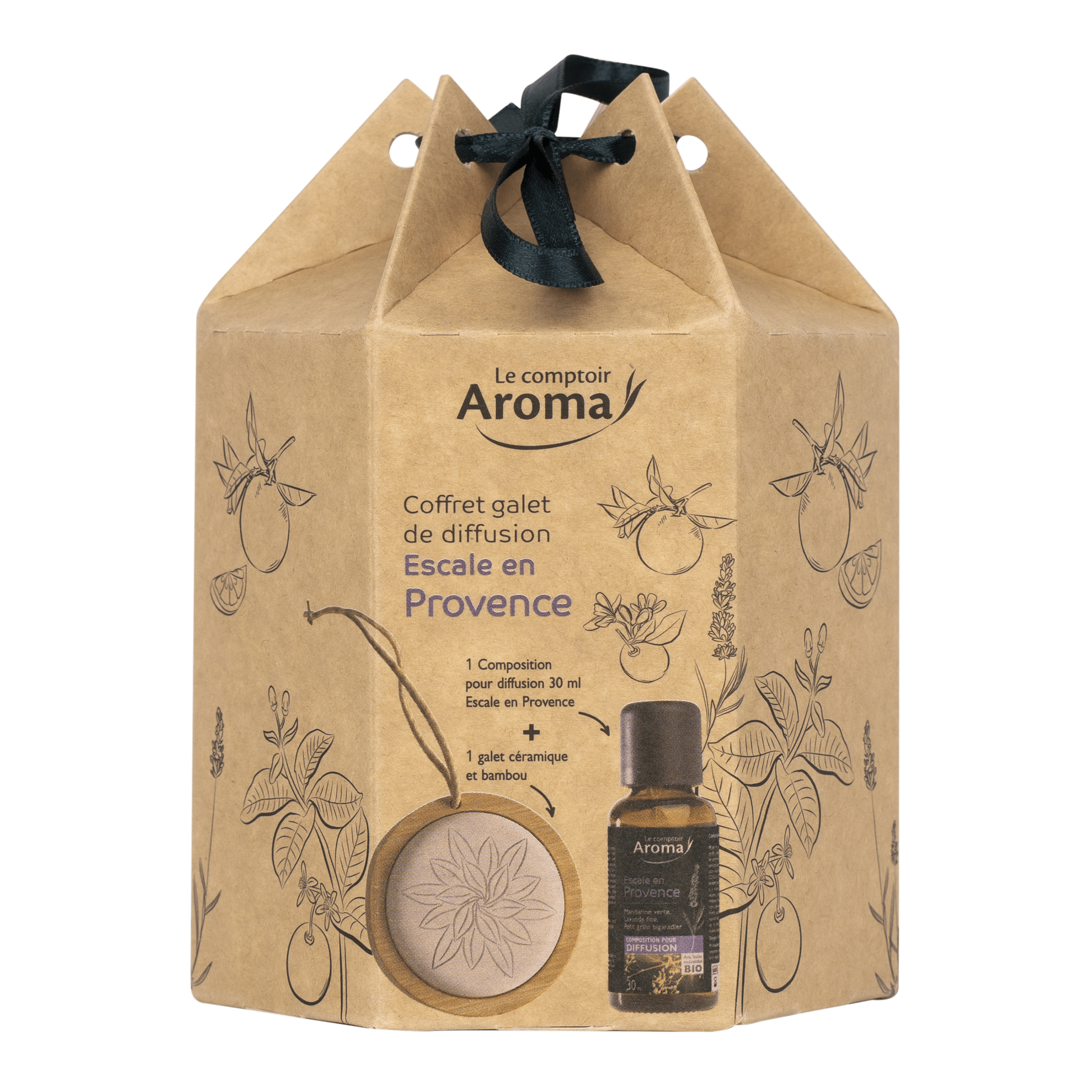COFFRET GALET + COMPO POUR DIFFUSION ESCALE EN PROVENCE diffuseur de parfum Le Comptoir Aroma 