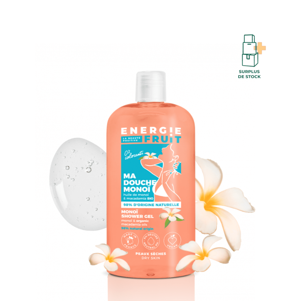 Gel Douche 98% d'origine naturelle - Monoï & Huile de Macadamia bio Soin Nettoyant ENERGIE FRUIT 500 ml 