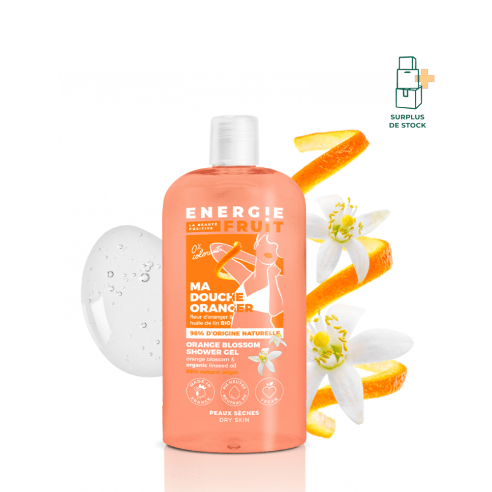 Gel douche pH Neutre - Fleur d'Oranger & Huile de Lin bio Soin Nettoyant ENERGIE FRUIT 500 ml 