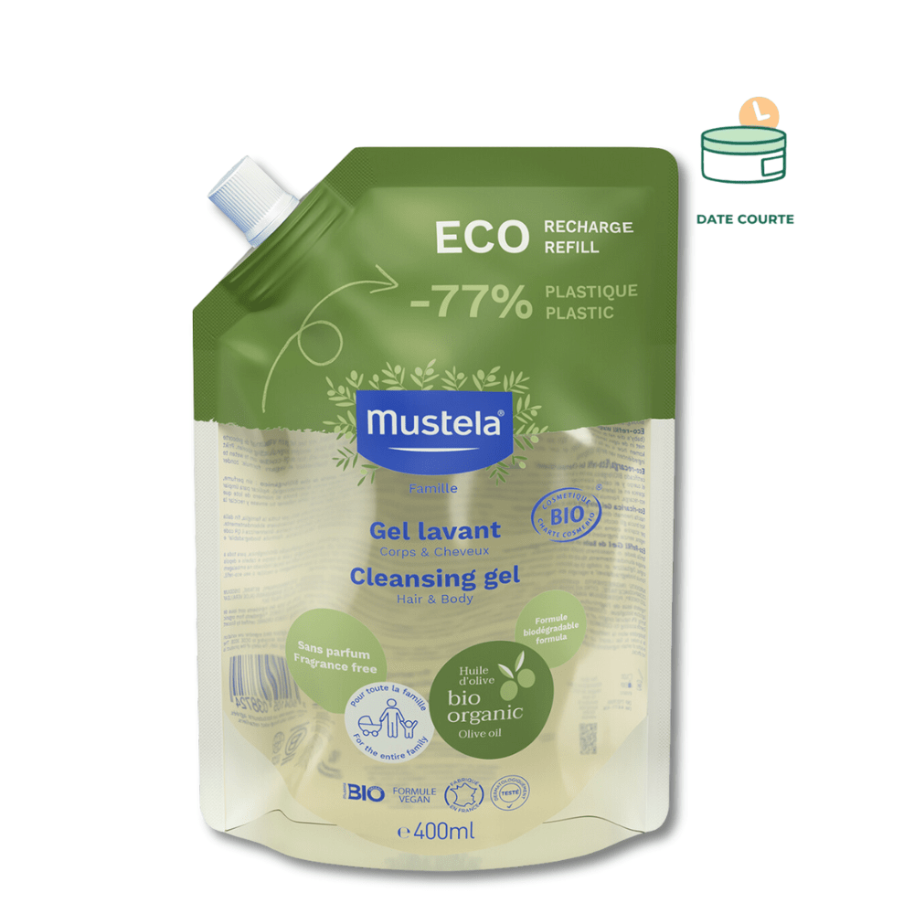 Eco-recharge Gel Lavant certifié BIO 400 ml Soin Nettoyant MUSTELA À utiliser de préférence avant octobre 2025 400 ml 