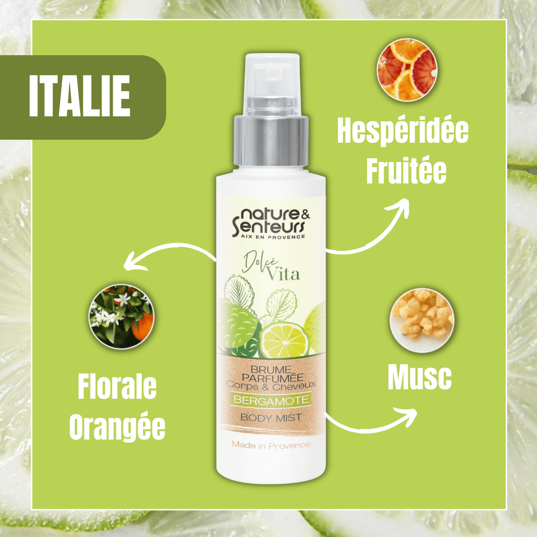 Brume parfumée Dolce Vita - Bergamote Parfum Nature & Senteurs 