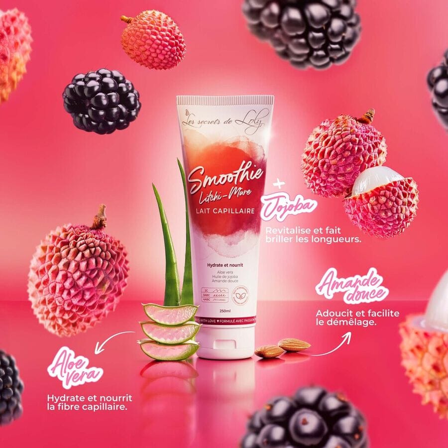 Smoothie Litchi-Mûre - Lait Sans Rinçage Capillaire Très Nourrissant Soin Capillaire Les Secrets de Loly 