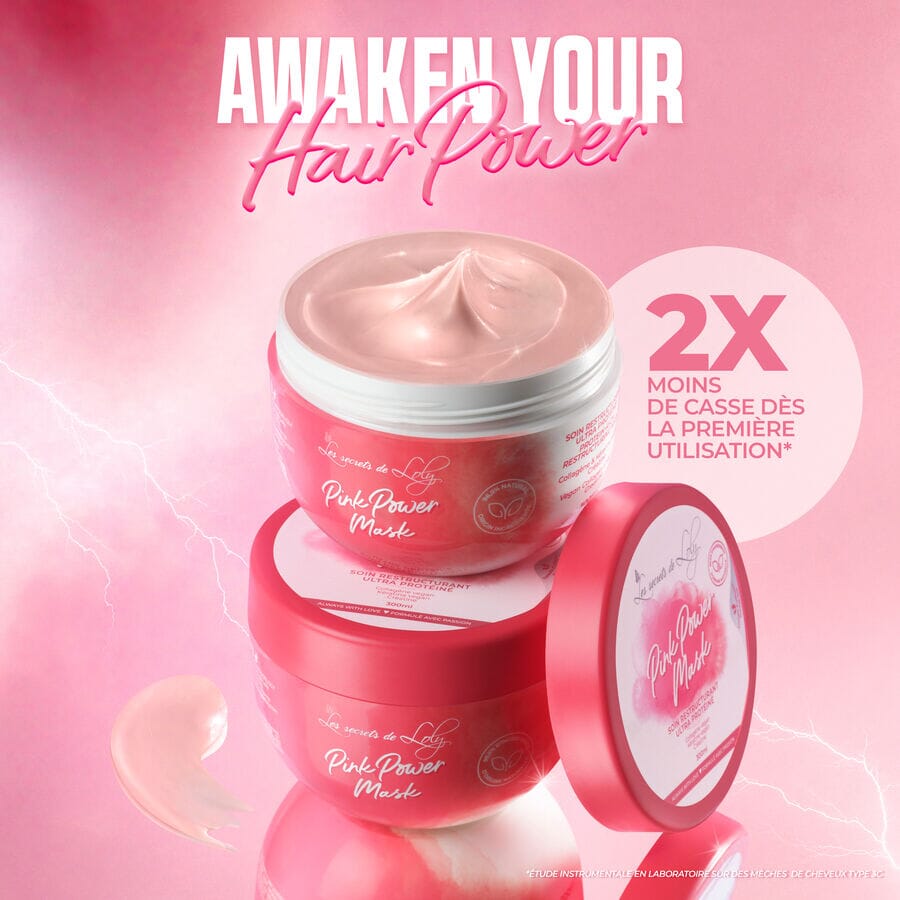 Pink Power Mask - Masque Restructurant Ultra Protéiné Soin Capillaire Les Secrets de Loly 
