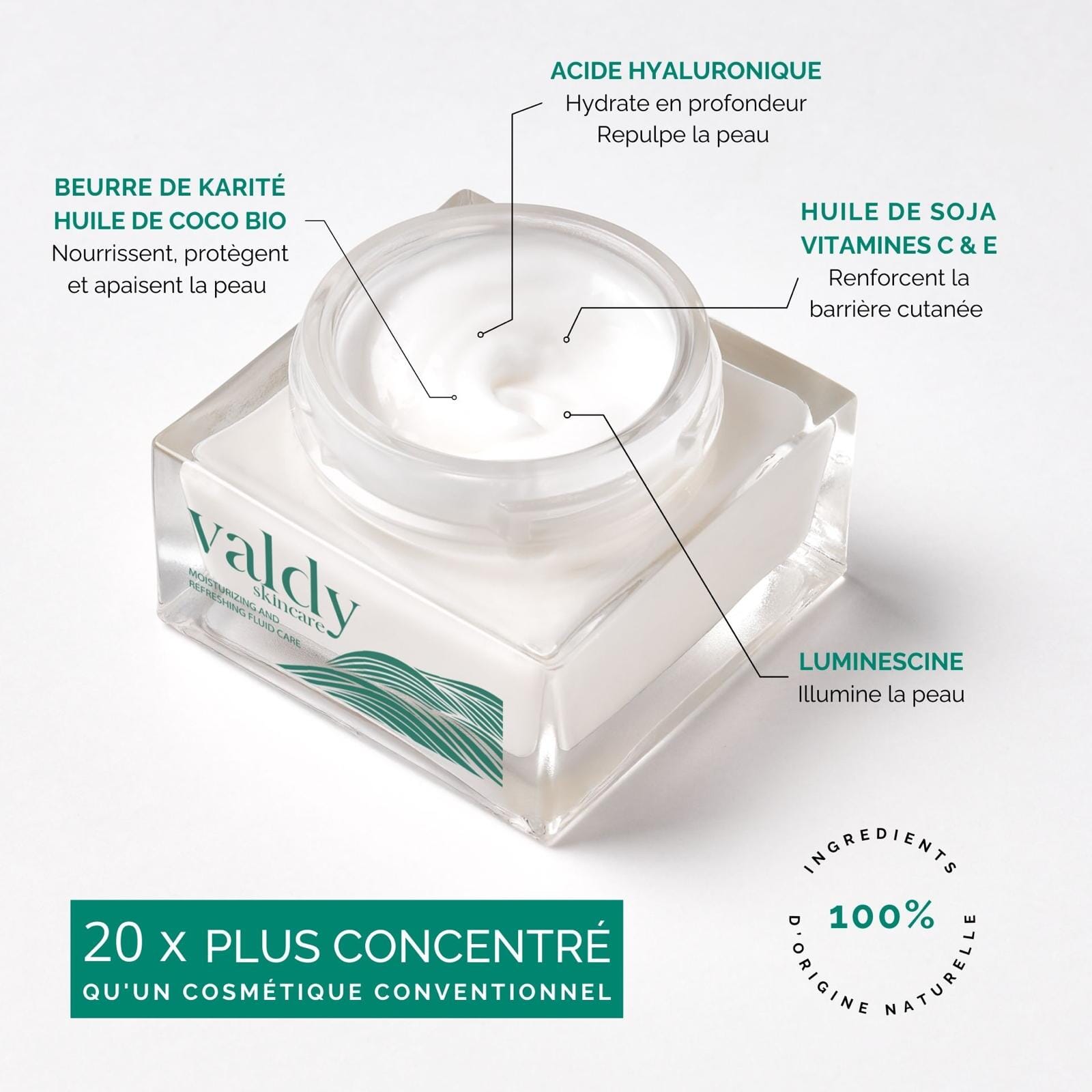 Soin Hydratant essentiel, Activateur d'éclat soin hydratant Valdy skincare 