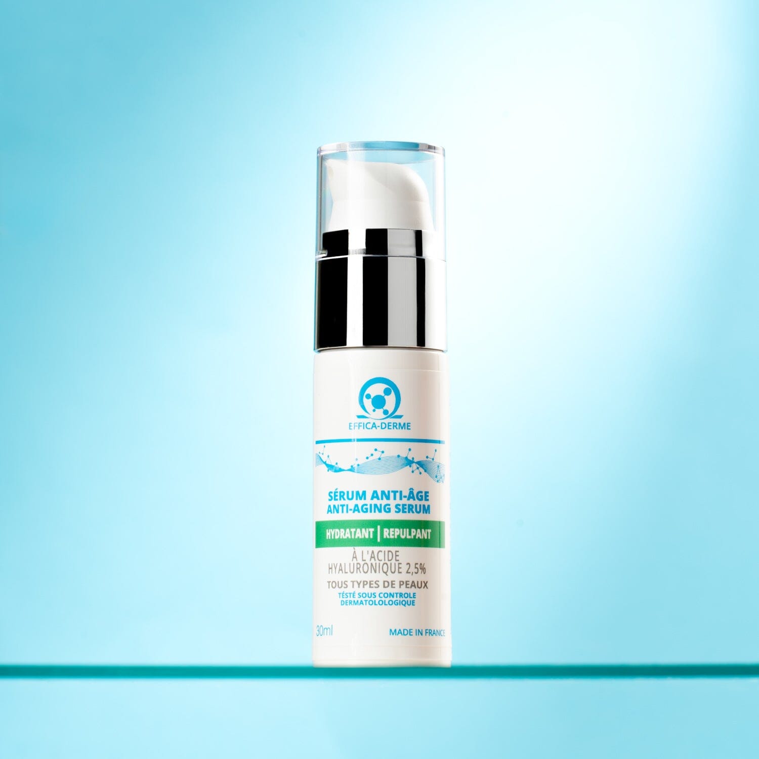 Sérum Anti‑Âge Hydratant Repulpant : Acide Hyaluronique 2,5% Soin Visage Effica-Derme 