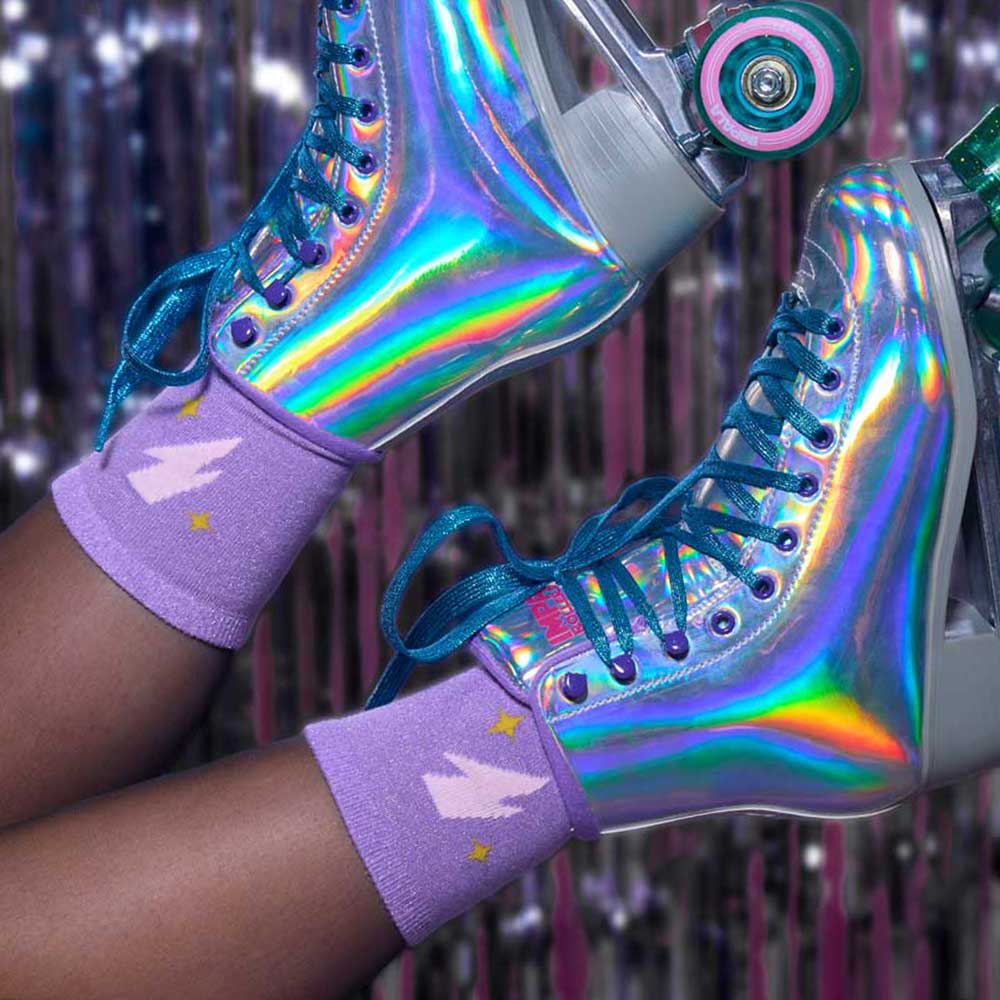 Chaussettes Pailletées Violet Eclair Chaussettes Si Si La Paillette 