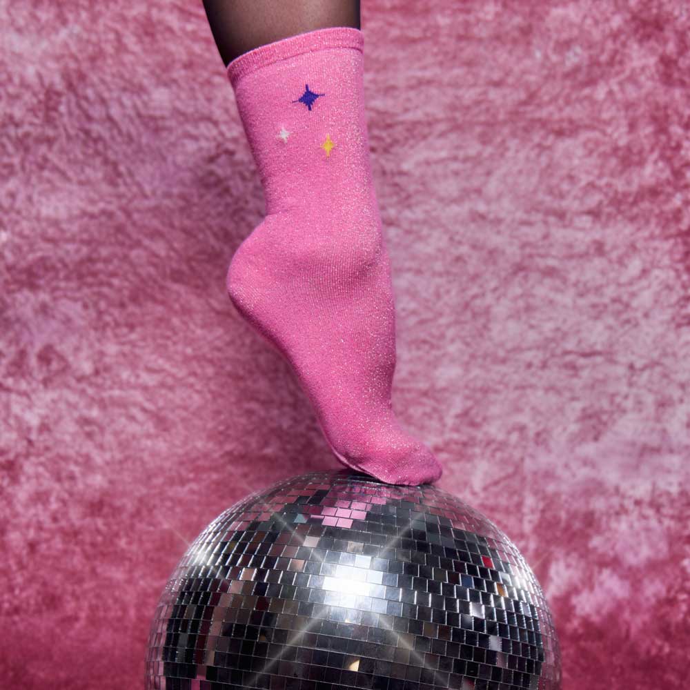 Chaussettes Pailletées Rose Etoiles Chaussettes Si Si La Paillette 