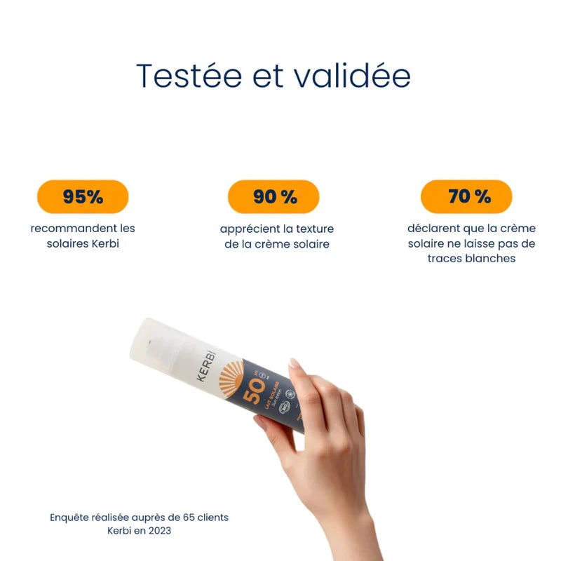 Lait solaire Crème Solaire Adulte SPF 50 Soin solaire KERBI 
