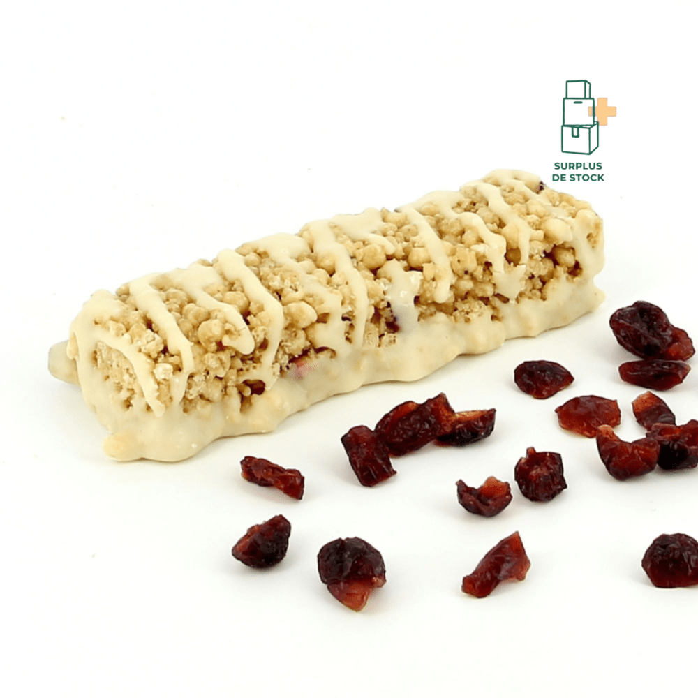 Barre cranberry grenade protéinée croustillante Riche en protéines et en fibres Complément Alimentaire Physiomins Boîte de 7 barres 