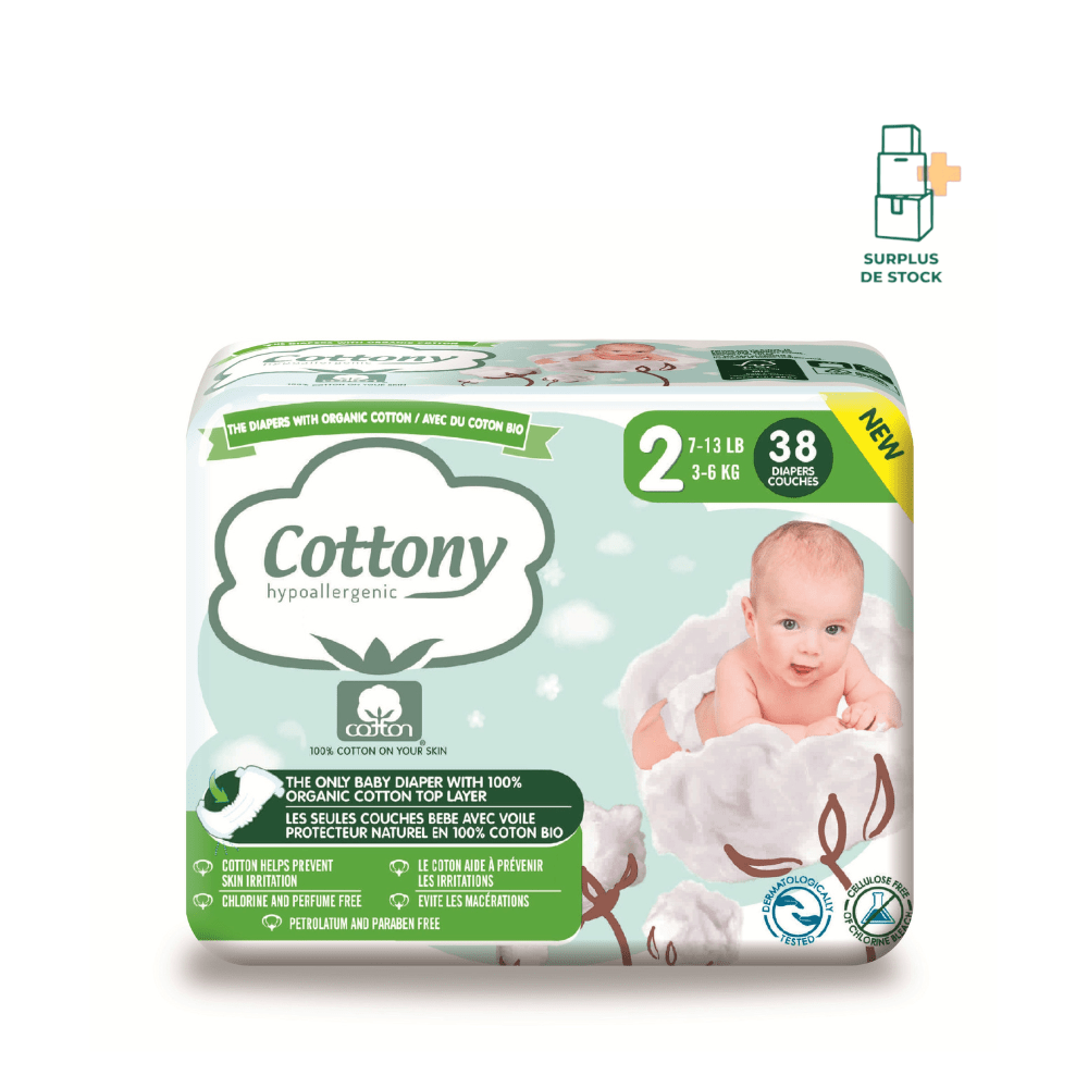 COTTONY COUCHES BEBE T2 (3-6 Kg) couches Cottony paquet 38 couches 