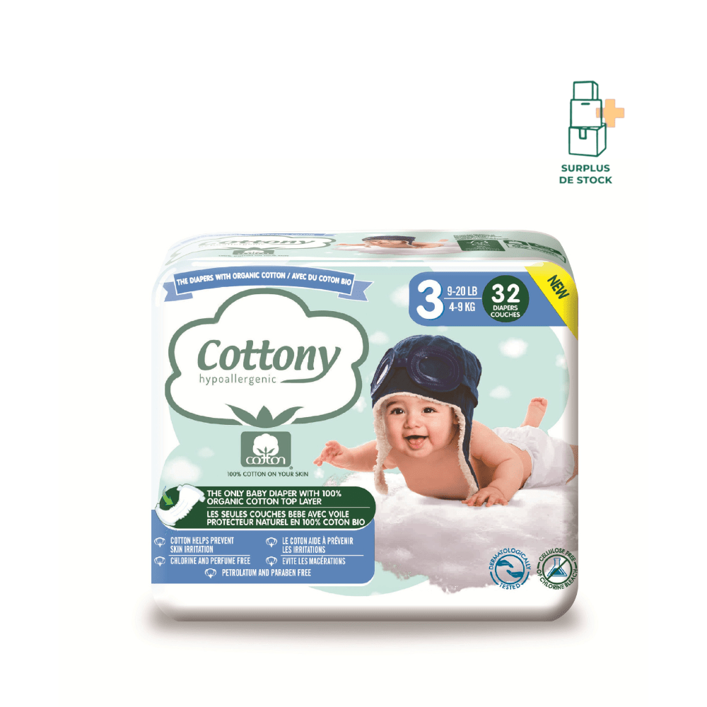 COTTONY COUCHES BEBE T3 (4-9 kg) couches Cottony paquet 32 couches 