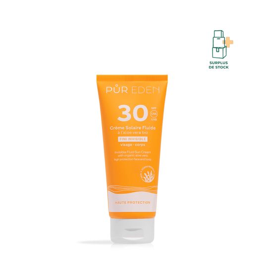 CREME SOLAIRE FLUIDE INVISIBLE SPF30 Soin solaire Pur Eden Tube anti-gaspi 100ml 