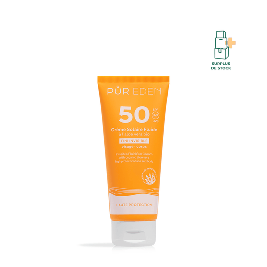 CREME SOLAIRE FLUIDE INVISIBLE SPF50 Soin solaire Pur Eden Tube anti-gaspi 100ml 
