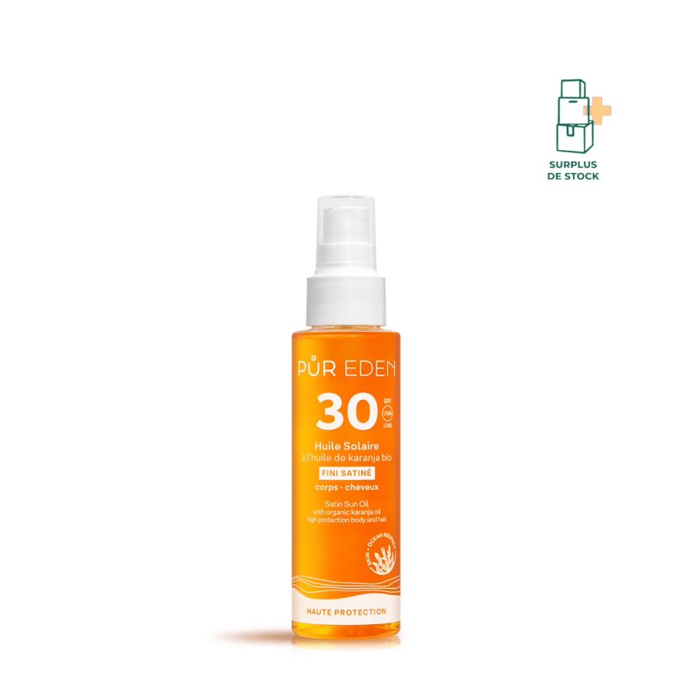 HUILE SOLAIRE CORPS ET CHEVEUX Soin solaire Pur Eden Flacon anti-gaspi 100 ml 