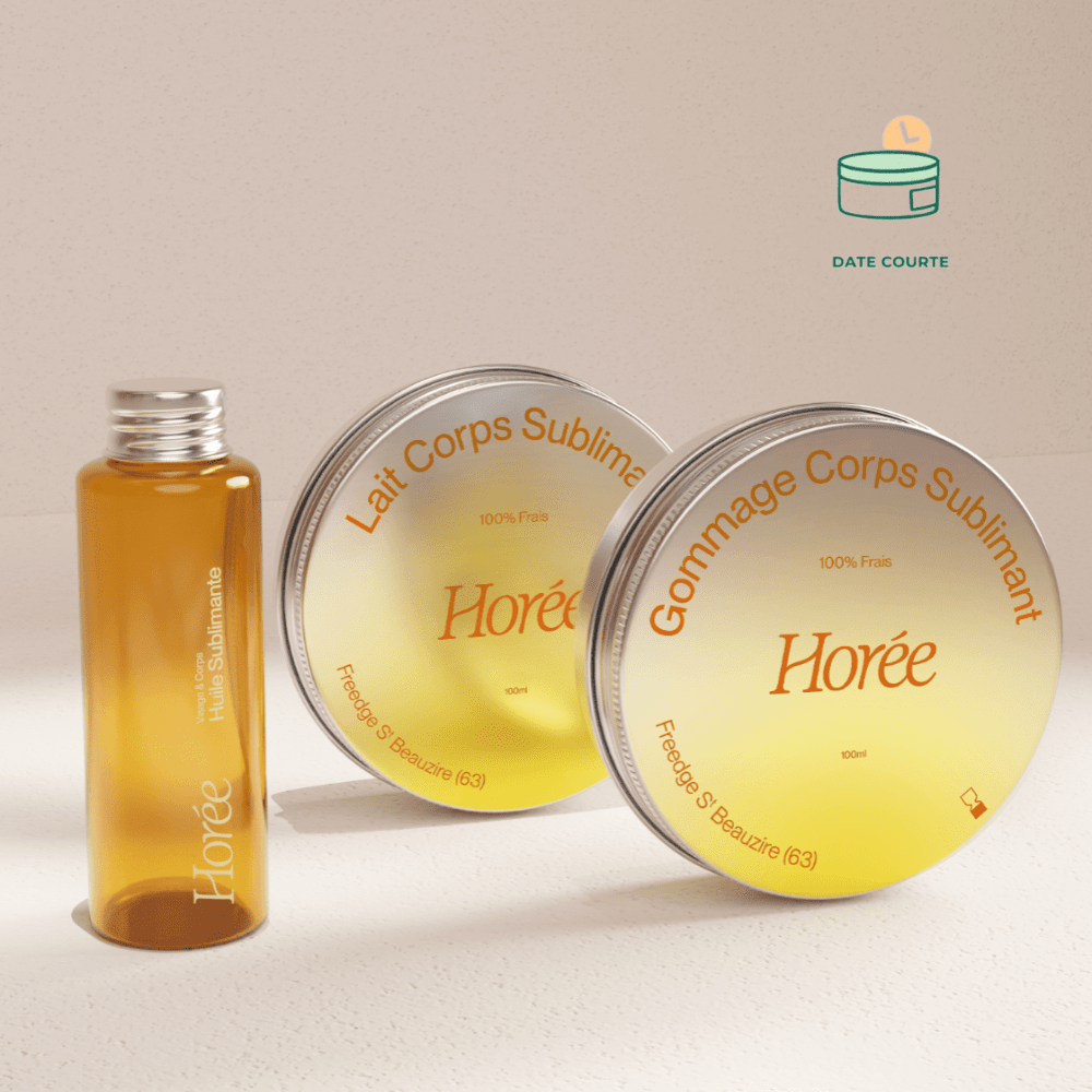 Routine corps Sublimante Routine Horée Produits frais : Utilisation 2 à 4 mois après ouverture 