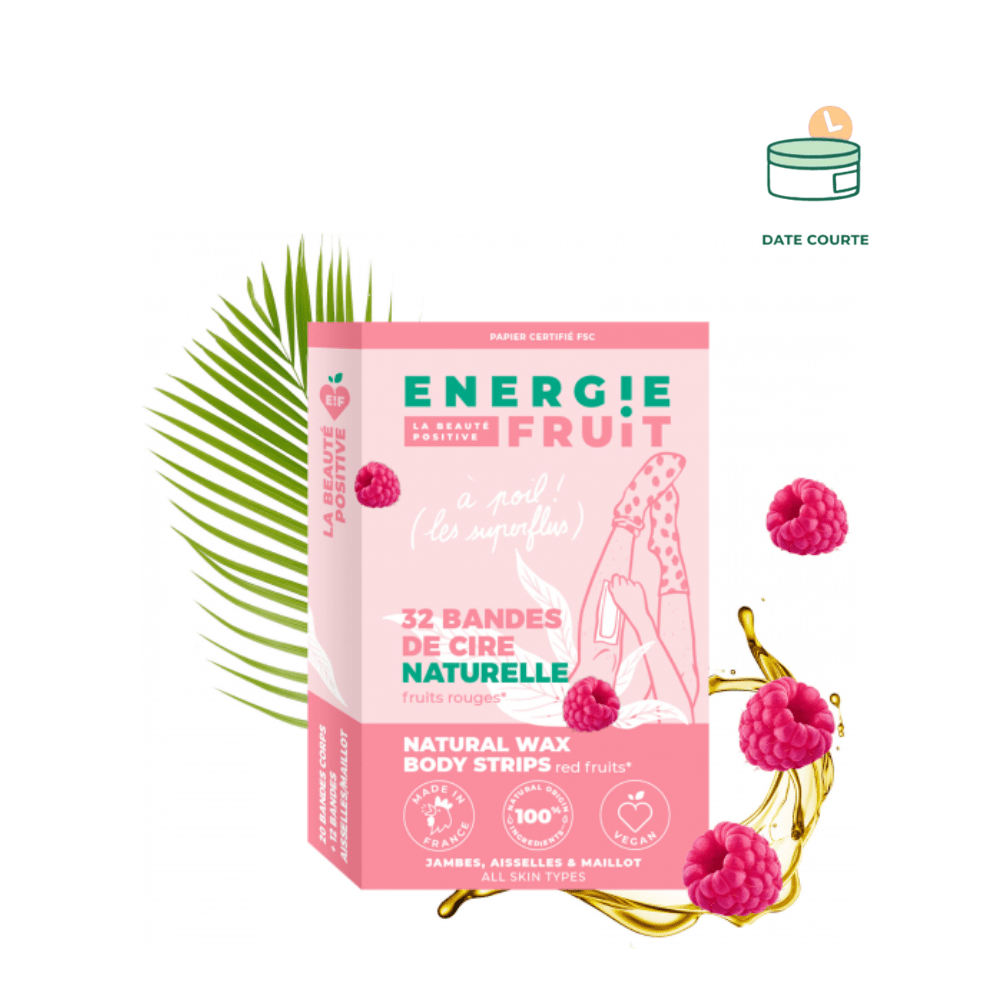32 Bandes de Cire Froide Végan Corps - Fruits Rouge épilation ENERGIE FRUIT 32 Bandes de Cire 