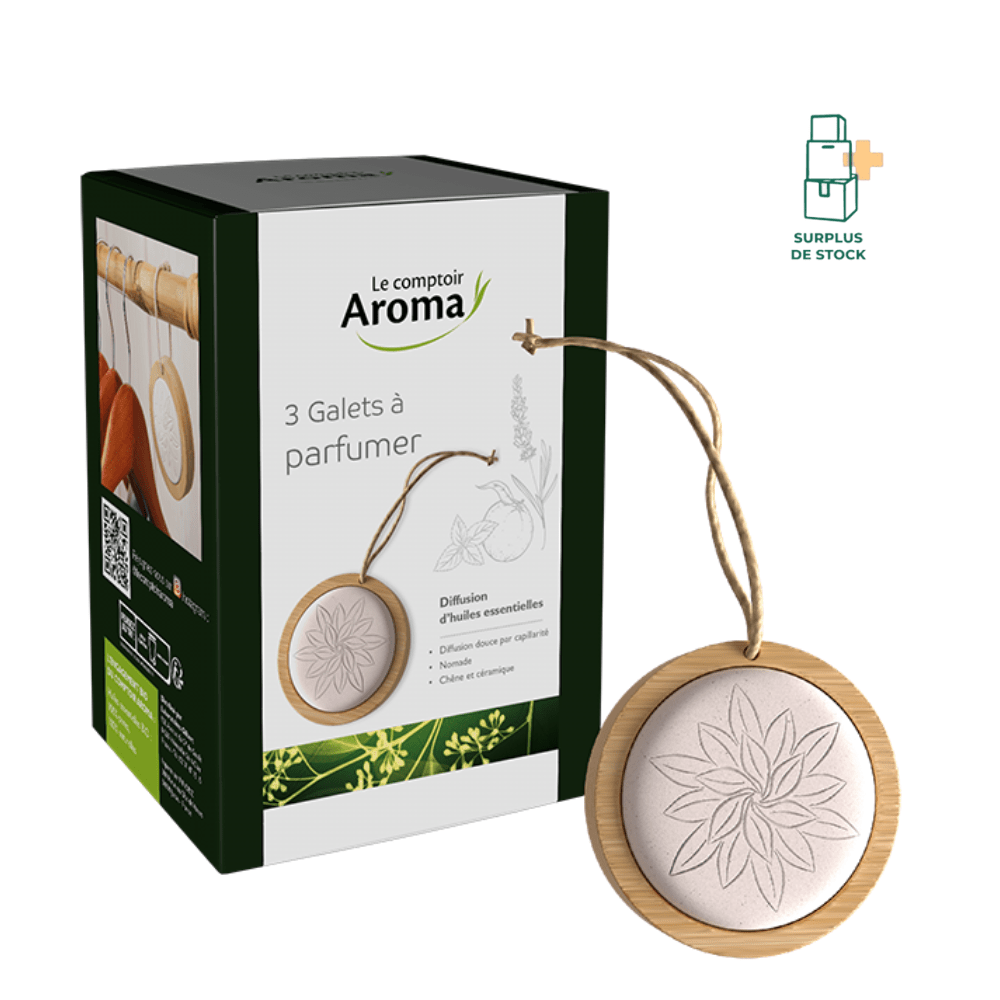 DIFFUSEUR PASSIF GALET BOITE X3 diffuseur de parfum Le Comptoir Aroma 1 boîte de 3 galets en bambou et céramique. 