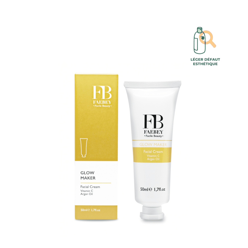 GLOW MAKER - Crème visage Éclaircissante, Raffermissante & Hydratant Soin Visage FAEBEY 50 ml Petit défaut esthétique dans la coupe du tube au niveau de la partie fermeture 