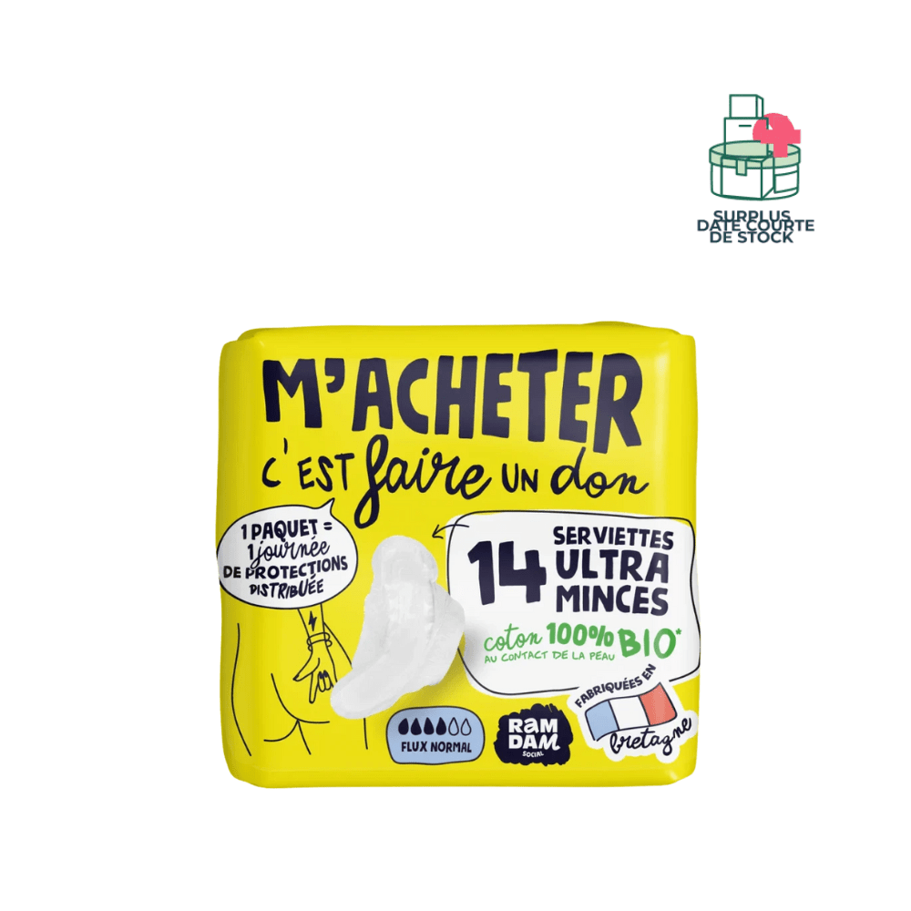 Serviettes jour ultra minces avec ailettes x14 Soin Nettoyant RAMDAM SOCIAL x 14 